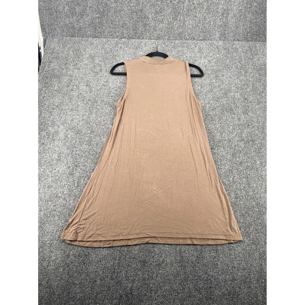 Lush Afra Sleeveless Swing Dress Womens Small Brown Mock Neck Mini Jersey Knit